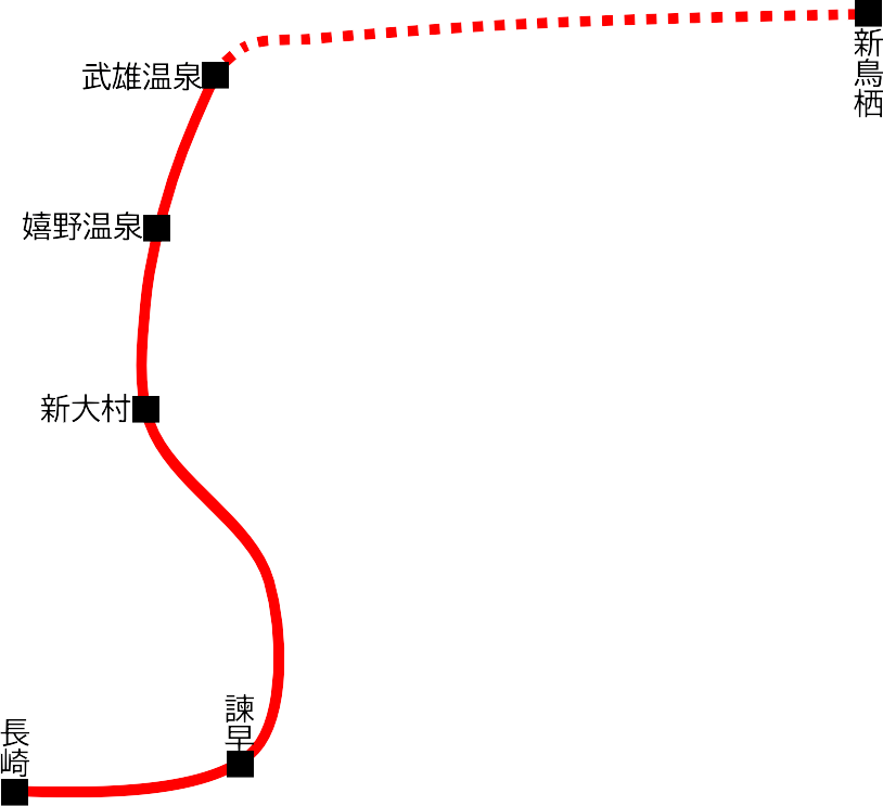 JR西九州新幹線路線図